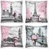 Throw Pillow Covers 18x18 Set of 4, Decorative Pillows for Couch Bed, Sofa Pillows Decorations for Living Room, Pink Paris Outdoor Pillows Couch Cushion Covers for Home Bedroom