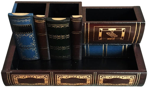 Tosnail Decorative Wooden Pencil Holders Desk Organizer - Library Book Design