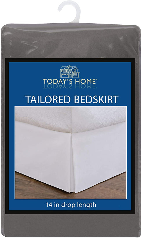 TODAY'S HOME Classic Tailored, Microfiber, 14" Drop Length Bed Skirt Dust Ruffle, Twin, Grey