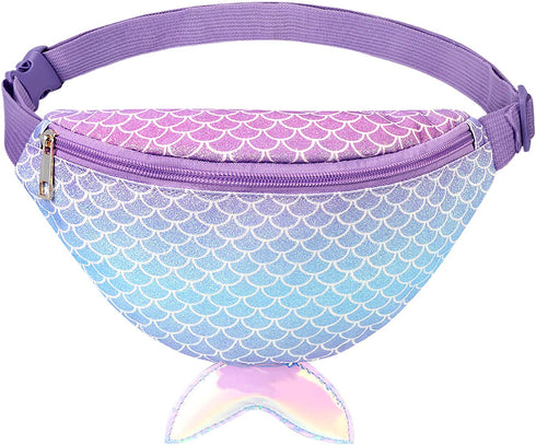 mibasies Mermaid Kids Fanny Pack Waist Bag for Girls Toddler Purse with Belt
