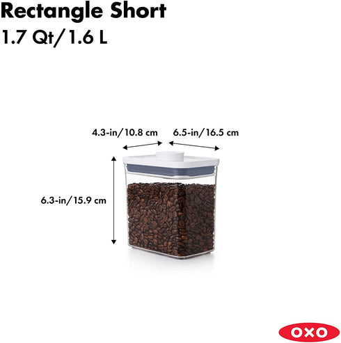 OXO Good Grips POP Container Airtight 1.7 Qt for Coffee and More Food Storage, Rectangle, Clear