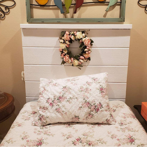 Rose Wreath Floral Wreath Classic Handmade Flowers for Front Door Wall Wedding Party Christmas Home Decor (13"-Pink)
