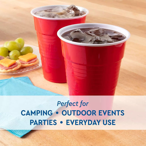 Red Plastic Disposable Cups - 18 Oz., 240 Ct. | Heavy Duty Large Party Cold Drink Plastic Cups Disposable