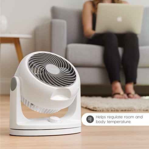 IRIS USA WOOZOO Oscillating Fan, Vortex Fan, Air Circulator, Desk Fan, Portable Fan, 3 Speed Settings, 6 Tilting Head Settings, 74ft Max Air Distance, Large, White