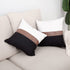 HOMFINE Farmhouse Throw Pillow Covers 18 x 18 - Decorative Accent Pillow Cover Set of 2 , Modern Decor Faux Leather Patchwork Square Cushion Pillow Case for Couch Sofa, Black
