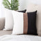 HOMFINE Farmhouse Throw Pillow Covers 18 x 18 - Decorative Accent Pillow Cover Set of 2 , Modern Decor Faux Leather Patchwork Square Cushion Pillow Case for Couch Sofa, Black