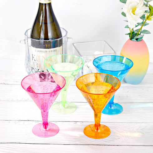 Supernal 72 pcs Plastic Martini Glasses,7oz Plasitc Dessert Cups,Colors Plastic Cocktail Glasses, Neon Cocktail Cups Great for Appetizers,Plastic Glasses Perfect for Wedding and Party