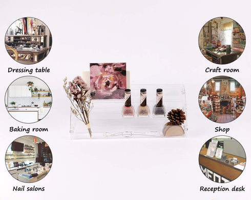 Clear Nail Polish Display Holder 2PCS 3 Layers, Yebeauty Acrylic Organizer Storage Tray Rack Stand Holder for Cosmetic Eyeglasses Lash Display