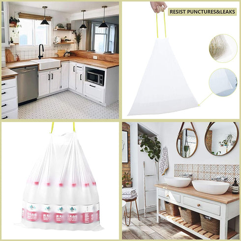 13 Gallon Trash Bags 16 Gallon Tall Kitchen Drawstring Garbage Bags 25.6" x 33.5"15 Gallon White Ultra Strong Trash Can Liners 12-16 Gallon Plastic Wastebasket Bags (12-16GAL 75Count)