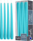 12 Pack Tall Taper Candles - 10 Inch Light Blue - Turquoise Dripless, Unscented Dinner Candle - Paraffin Wax with Cotton Wicks - 8 Hour Burn Time.