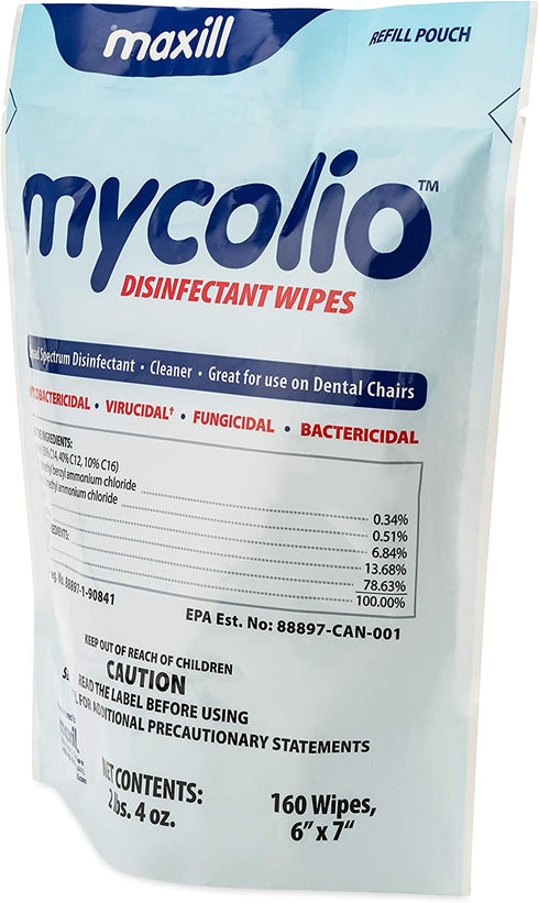 Mycolio Hospital Grade Disinfectant Wipes - 160 Wipes - 6" x 7"