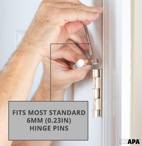 Ilyapa 12 Pack Hinge Pin Satin Nickel Door Stops -Heavy Duty Adjustable Door Stopper 2-1/2" x 1-3/4,with White Rubber Bumper Tips