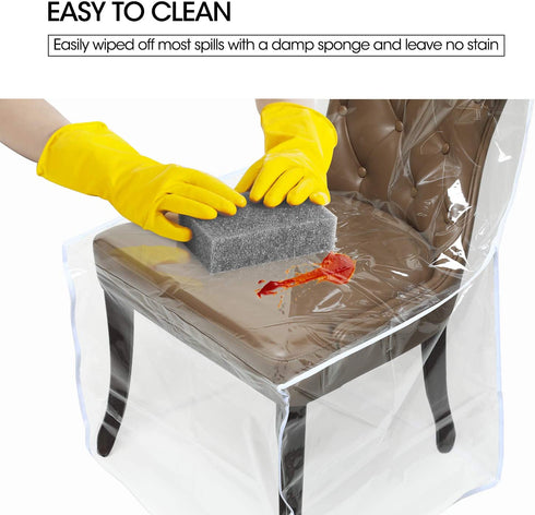 Zipcase 2 Packs All Cover in Plastic Dinning Chair Covers - Heavy Duty Clear Chair Protectors Keep Your Dinning Chair Away from Water Dust Paws and Claws