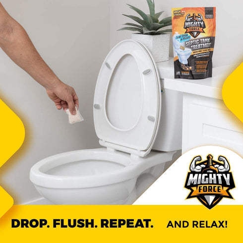 Septic Tank Treatment Packets - 1 Year Supply (12 Dissolvable Flush Packs) - Billions of Active Bacteria - Just Drop, Flush, Repeat