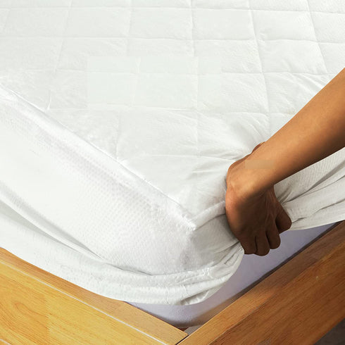 Royale Linens Full Size Mattress Pad - Mattress Cover - Quilted Fitted Mattress Protector - Deep Pocket Fits Up to 16 Inch - Mattress Topper - Soft & Breathable - Dorm Home Hotel (54x75 Inches, White)