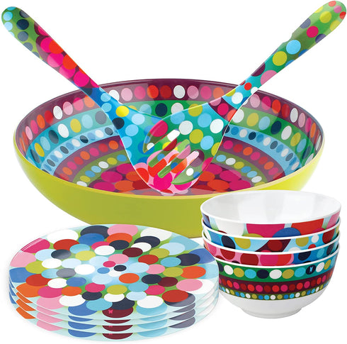 French Bull Plates - 4 Piece Set - 9 inch Melamine Salad Plates Set of 4 - Melamine Dinnerware for Indoor and Outdoor - Bindi