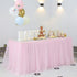 6ft Pink Tulle Table Skirt for Rectangle or Round Tables Tutu Table Skirt for Wedding Birthday Party Baby Shower Girl Gender Reveal Cake Dessert Table Decorations