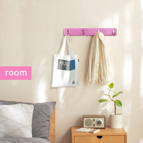 Wall Mounted Coat Rack Ethuh Rustic Wall Hook Solid Wood Hat Hanger Entryway Hanging Coat Rack4 Silver Metal for Entryway, only 1screws to Hold The Hooks Rack (Pink Nickel-Plated)