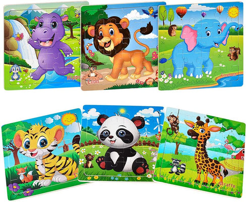 Puzzles for Kids Ages 3-5 Toddler Puzzles Set 20 Piece Wooden Jigsaw Puzzles for Toddler Children Learning Puzzles Set for Boys and Girls (6 Puzzles)