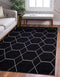 Unique Loom Trellis Frieze Collection Area Rug-Modern Morroccan Inspired Geometric Lattice Design, 2 x 3 ft, Black/Ivory