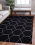 Unique Loom Trellis Frieze Collection Area Rug-Modern Morroccan Inspired Geometric Lattice Design, 2 x 3 ft, Black/Ivory
