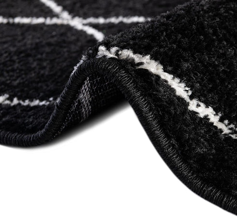 Unique Loom Trellis Frieze Collection Area Rug-Modern Morroccan Inspired Geometric Lattice Design, 2 x 3 ft, Black/Ivory
