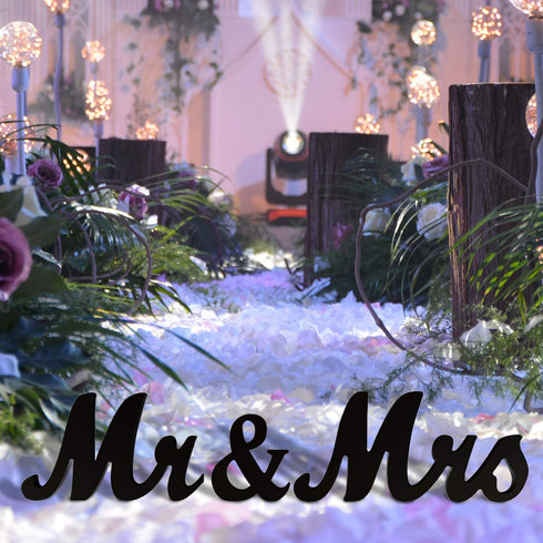 Bloobloomax 6 Inches High Wooden Mr and Mrs Sign Rustic Mr & Mrs Letters Wedding Signs,Photo Props,Party Table,Top Dinner,Rustic Wedding Decorations (Black)