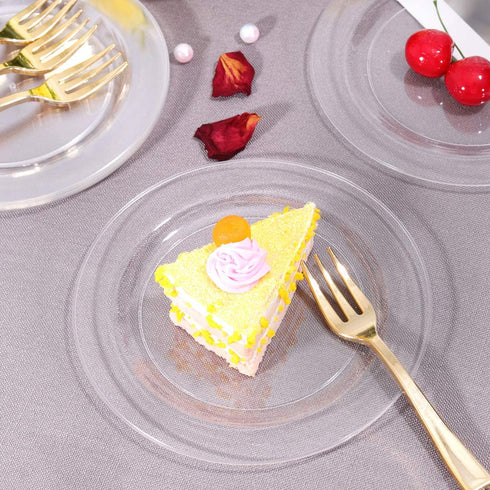 BUCLA 100Pieces Clear Plastic Plates -6.25inch Disposable Salad/Dessert Plates- Clear Premium Hard Plastic Appetizer Plates/Small Cake Plates for Weddings& Parties