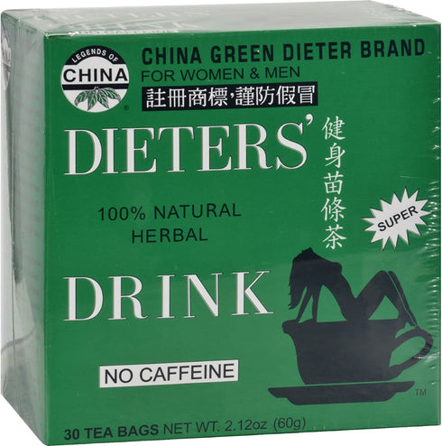 Uncle Lees China Green Dieters Tea Caffeine Free - Natural and Herbal - 30 Tea Bags (Pack of 4)