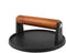 AJinTeby Cast Iron Grill Press, Bacon Press, Griddle Press with Wooden Handle, 7-Inch Round Heavy Duty Burger Press with Solid Wood Handle