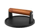 AJinTeby Cast Iron Grill Press, Bacon Press, Griddle Press with Wooden Handle, 7-Inch Round Heavy Duty Burger Press with Solid Wood Handle