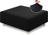 RECYCO Stretch Ottoman Cover Rectangle Storage Stool Slipcovers with Elastic Band, Footrest Protector with Spandex Jacquard Fabric (Black?Large)