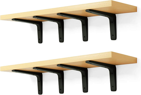 Floating Shelf Brackets,6 x 5 Inch Wall Mounted Industrial Black Metal Shelf Hardware, Shelf Support Angle L Brackets for Shelves,8 Pack
