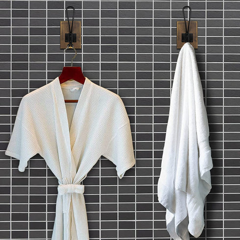 OLBET Farmhouse Towel Hooks for Bathroom Wall Mounted - Rustic Wall Hooks for Hanging Coats - 2 Pack - Retro Iron Wood Hooks - Classical Heavy Duty Hangers for Your House - Weathered Brown