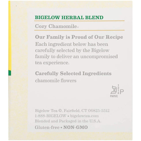 Bigelow Cozy Chamomile Herbal Tea, 100 Count Box Caffeine Free Herbal Tea