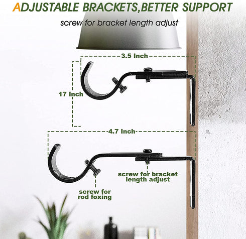 Curtain Rods for windows,1" Diameter Curtain Rod, 30-57" Standard Decorative Window Curtain Rod Set with Brackets for bathroom Kitchen Bedroom Window, Black
