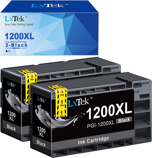LxTek Compatible Ink Cartridge Replacement for Canon 1200XL PGI-1200 PGI1200XL to use with MAXIFY MB2720 MB2120 MB2320 MB2020 Printer (Black, 2 Pack-High Yield)