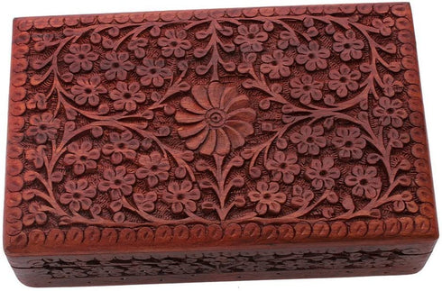 storeindya Wooden Jewelry Keepsake Trinket Storage Box Organizer Holder Handmade Box for Girl Women (Design1)