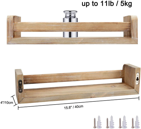 Halcent Wall Shelf Wood Floating Shelves Bookshelf Kitchen Spice Rack Rustic Display Shelf (2 Pack)