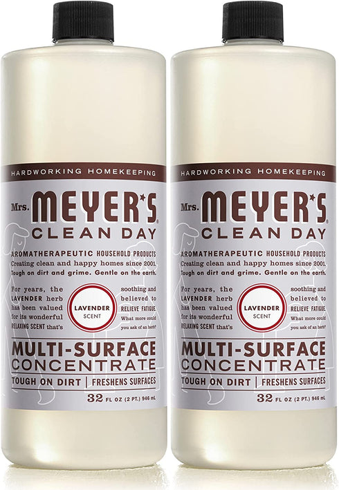 Mrs. Meyer's Multi-Surface Cleaner Concentrate, Use to Clean Floors, Tile, Counters, Lavender Scent, 32 Oz - Pack of 2