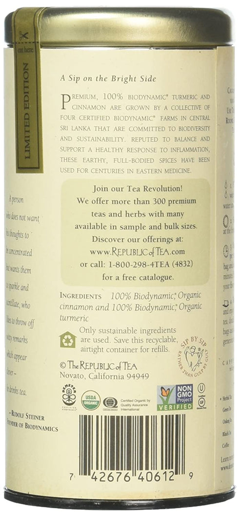 The Republic of Tea Biodynamic Turmeric Cinnamon, 36 CT