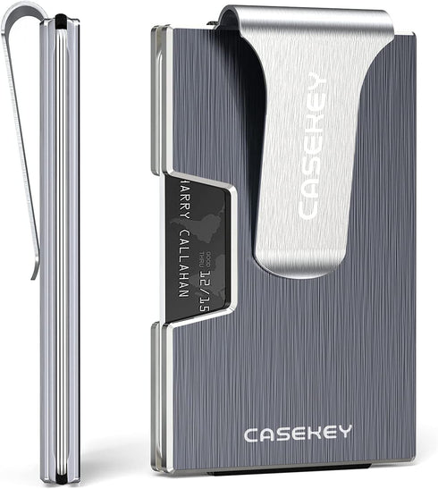 TriLea Minimalist Titanium Metal Wallet | Slim Aluminum RFID Blocking Money Clip Wallets for Men | Thin Front Pocket Credit Card Holder