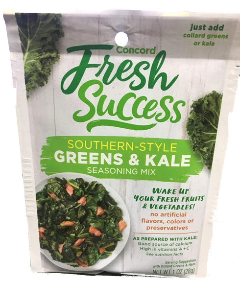 Concord Foods Southern Style Greens & Kale Seasoning Mix (Pack of 4) 1 oz Packets