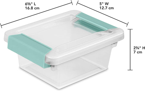 Sterilite 19698606 Mini Clip Box, Clear with Blue Aquarium Latches, 6-Pack