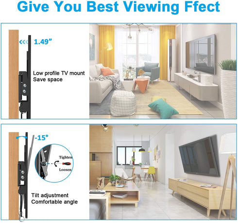BLUE STONE Tilt TV Wall Mount Bracket for Most 32-55 Inch, up to 66 lbs Flat Screen, Curved TVs, Universal TV Mount with VESA up 400x400mm