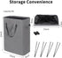ZERO JET LAG Slim Laundry Hamper Handles Collapsible Laundry Basket Thin Dirty Clothes Basket Narrow Laundry Bag Foldable Dirty Hamper 45L (21 inches,Grey)