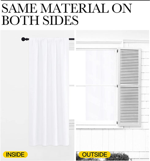 NICETOWN Bedroom Window Curtain Panels - Window Treatment Rod Pocket Drapes for Nursery (White, 2 Panels, 52" by 63")