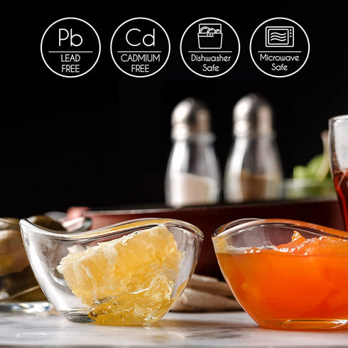 Small Glass Bowls for Dipping Sauce, Snack, Dessert, Dips, and Candy Dishes or Nut Bowls, Set of 6 (2 1/4 oz)