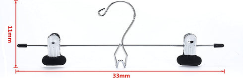 12 Quality Pants Hangers Heavy Duty Add-on Skirt/Slack Metal Hanger, Extra Wide Adjustable Clips, Multi Stackable Add on Hangers, Chrome, Jeans, Bottoms (12)