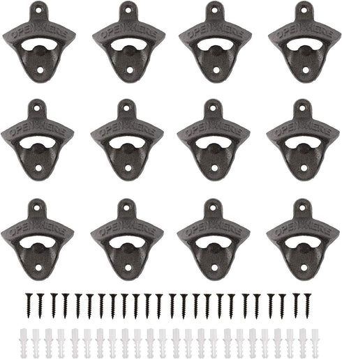 Artilife 12Pack Wall Mounted Bottle Openers Cast Iron Rustic Vintage Style Beer Bottle Opener with Screws for Home Bars